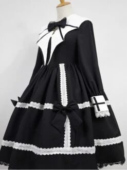 Devil's Wing Black Long Sleeve Gothic Lolita Dress -NAUS Lolita Shop 1 1 500x672 4