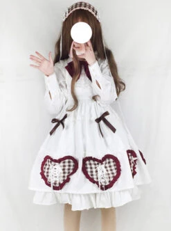 Bowknot Heart-shaped Pattern Sweet Lolita Long Sleeve Dress -NAUS Lolita Shop 1 500x672 1212