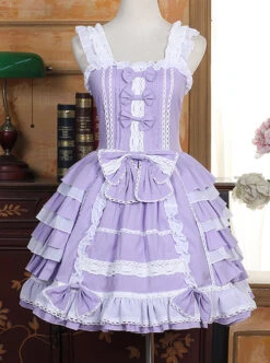 Lace Purple Bowknot Sweet Lolita Sling Dress -NAUS Lolita Shop 1 500x672 1236