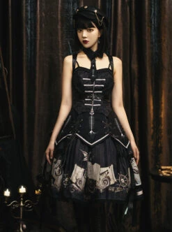 Pirate Boat Series JSK Retro Darkness Punk Lolita Sling Dress -NAUS Lolita Shop 1 500x672 1284