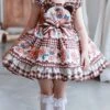 Little Bear Print Stripe Bow Check Print Classic Lolita Kids Sleeveless Dress