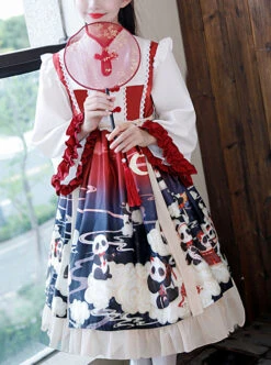 Cute Panda Series Printing Chinese Style Autumn Winter Children Sweet Lolita Kids Long Sleeve Dress -NAUS Lolita Shop 1 500x672 1352