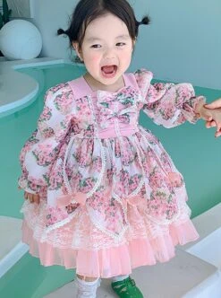 Spring Sweet Lolita Floral Lantern Sleeve Petal Lace Ruffle Hem Kids Long Sleeve Dress -NAUS Lolita Shop 1 500x672 1358