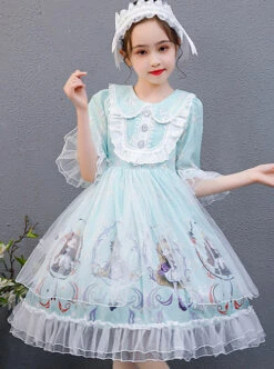 Cute Princess Doll Printing Children Sweet Lolita Half Sleeve Dress -NAUS Lolita Shop 1 500x672 1379