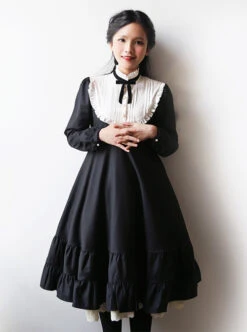 Black Cotton Classic Lolita Long Sleeve Dress 13 Black Cotton Classic Lolita Long Sleeve Dress -NAUS Lolita Shop 1 500x672 14
