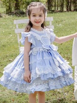 Light Blue Cotton Ruffle Children Sweet Lolita Sleeveless Dress -NAUS Lolita Shop 1 500x672 1412