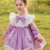 Cute Frill Collar Purple Bowknot Children Sweet Lolita Long Sleeve Dress