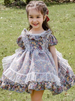 Cute Small Floral Printing Ruffle Kids Sweet Lolita Short Sleeve Dress -NAUS Lolita Shop 1 500x672 1441