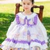 White Lace Lapel Floral Print Puff Sleeve Spring Classic Lolita Kids Long-Sleeved Dress