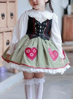 Red Heart Little Flower Embroidery Lacing Classic Lolita Kids Sleeveless Dress -NAUS Lolita Shop 1 500x672 1469