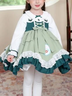 Flower Embroidery Fresh Green Lace Hem Classic Lolita Kids Long Sleeve Dress -NAUS Lolita Shop 1 500x672 1506
