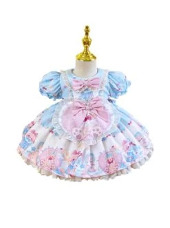 Bear Print Bowknot Decoration Cute Doll Dress Sweet Lolita Kids Dress -NAUS Lolita Shop 1 500x672 1509
