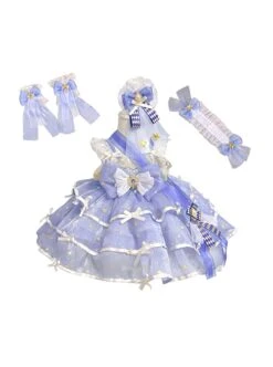Ice Snow Galaxy Palace Princess Baby Cute Puffy Birthday Party Bowknot Lace Sweet Lolita Dress JSK -NAUS Lolita Shop 1 500x672 1522