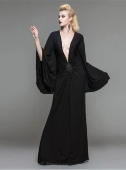 Palace Style Gothic Nobleman Black Deep V Collar High Waist Dress -NAUS Lolita Shop 1 500x672 1587