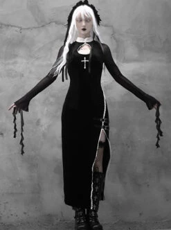 Gothic Embroidery Sexy Long Style Velvet Slim Dress -NAUS Lolita Shop 1 500x672 1596