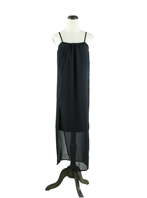 Gothic Holiday Style Loose Black Chiffon Sling Dress 3 Gothic Holiday Style Loose Black Chiffon Sling Dress - Image 3