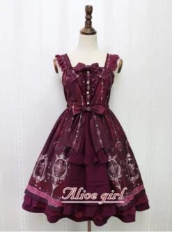 Angel Cross Series Wine Red Bowknot Lace Lolita Sling Dress -NAUS Lolita Shop 1 500x672 1639