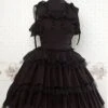 Chiffon Black Sleeveless Ruffles Lolita Dress