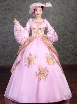 Golden Embroidery Pink Retro Palace Style Lolita Prom Dress -NAUS Lolita Shop 1 500x672 243