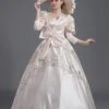 Champagne Puff Mid-length Sleeve Pearls Large Bowknot Court Ladylike Style Elegant Charming Prom Lolita Dress