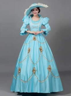 Sky Blue Long Simple Fresh Cinderella COS Drama Costume Retro Lolita Prom Dress -NAUS Lolita Shop 1 500x672 260