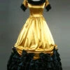 Retro Yellow And Black Lace Ruffles Round Collar Lolita Prom Dress (Extra Large)