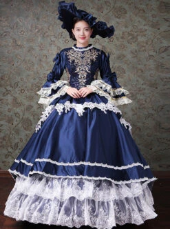 Palace Style Lace Embroidery Navy Blue Classic Lolita Prom Dress -NAUS Lolita Shop 1 500x672 294