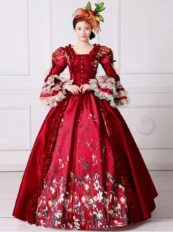Gules Queen Of England European Retro Court Dress