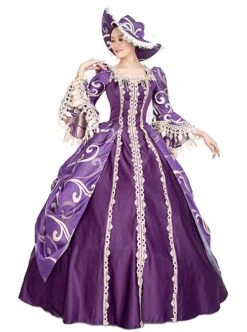 Noble Gorgeous Dark Purple Square Collar Long Sleeve Gold Edge Temperament Charming Court Style Lolita Prom Dress -NAUS Lolita Shop 1 500x672 322