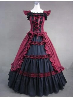 Black And Red Bandage Floral Double-Layer Lolita Prom Dress -NAUS Lolita Shop 1 500x672 330