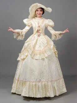 Champagne Long European Court Lace Long Sleeve Trumpet Sleeves Classical Drama Costumes Prom Lolita Dress -NAUS Lolita Shop 1 500x672 331