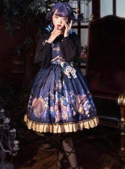Immortal Bottle Series JSK Retro Printing Classic Lolita Sling Dress -NAUS Lolita Shop 1 500x672 346