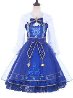 *Star Dream Magic Array* Series JSK Classic Lolita Blue Sling Dress -NAUS Lolita Shop 1 500x672 404