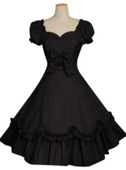 Bow Cotton Short Sleeves Classic Lolita Dress -NAUS Lolita Shop 1 500x672 414