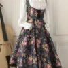Retro Floral Printing Breast Care White Lace Classic Lolita Dress
