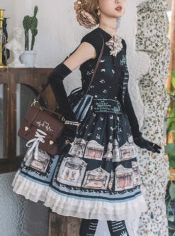 Box Theater Series OP Printing Embroidery Normal Waist Doll Collar Classic Lolita Dress -NAUS Lolita Shop 1 500x672 434