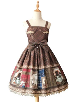 Magic Dictionary Series Plaids Printing Classic Lolita Sling Dress -NAUS Lolita Shop 1 500x672 437