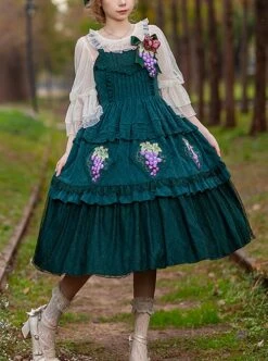 Grape Manor Series Solid Color Jacquard Grape Embroidery Elegant Classic Lolita Sleeveless Dress -NAUS Lolita Shop 1 500x672 444