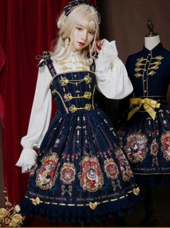 Fog-moon And Crown Series Court Style Elegance Classic Lolita JSK Bowknot Sling Dress -NAUS Lolita Shop 1 500x672 464