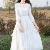 White Embroidery Lace Classic Lolita Long Sleeve Dress