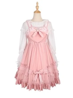 Rococo Series JSK Pure Color Velvet Elegant Classic Lolita Ruffle Sling Dress -NAUS Lolita Shop 1 500x672 473