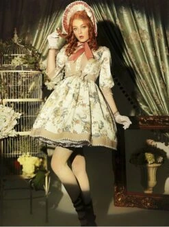 Classical Puppets,Victoria Garden~ Peter Pan Collar Classic Lolita OP Dress -NAUS Lolita Shop 1 500x672 476