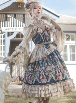 Fairytale Town Dance Party Series JSK Tea Party Classic Lolita Sling Dress -NAUS Lolita Shop 1 500x672 492