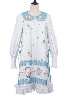Soft Pancake Series Blue JSK Classic Lolita Sleeveless Dress And Long Sleeve Lining Dress Set -NAUS Lolita Shop 1 500x672 495