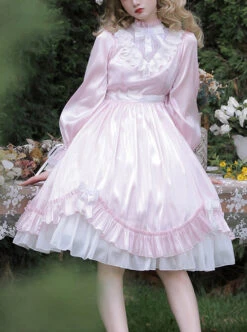 Elegant Pure Color Princess Streamer Yarn Simple Fairy Classic Lolita Long Sleeve Dress -NAUS Lolita Shop 1 500x672 514