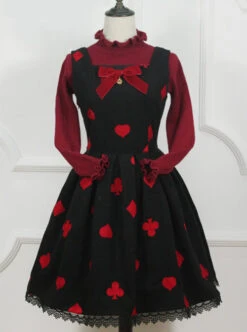 Red Queen Series Retro Fairy Tales Style Woolen Embroidered Classic Lolita Vest Dress -NAUS Lolita Shop 1 500x672 516