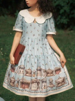 Box Theater Series OP Classical Embroidery A-line Hem Classic Lolita Short Sleeve Dress -NAUS Lolita Shop 1 500x672 517