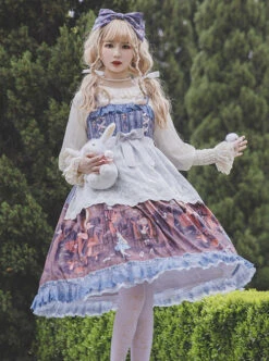 Alice Dark Forest Series JSK High Waist Classic Lolita Sling Long Dress -NAUS Lolita Shop 1 500x672 52