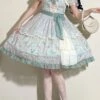 Lily Of The Valley Blossom Series Chiffon Lace Bowknot Pearl Chain Decoration Classic Lolita Sleeveless Dress Set
