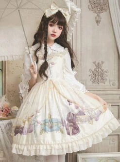 Old Time Dream Series Retro Printing JSK Classic Lolita Sling Dress -NAUS Lolita Shop 1 500x672 528